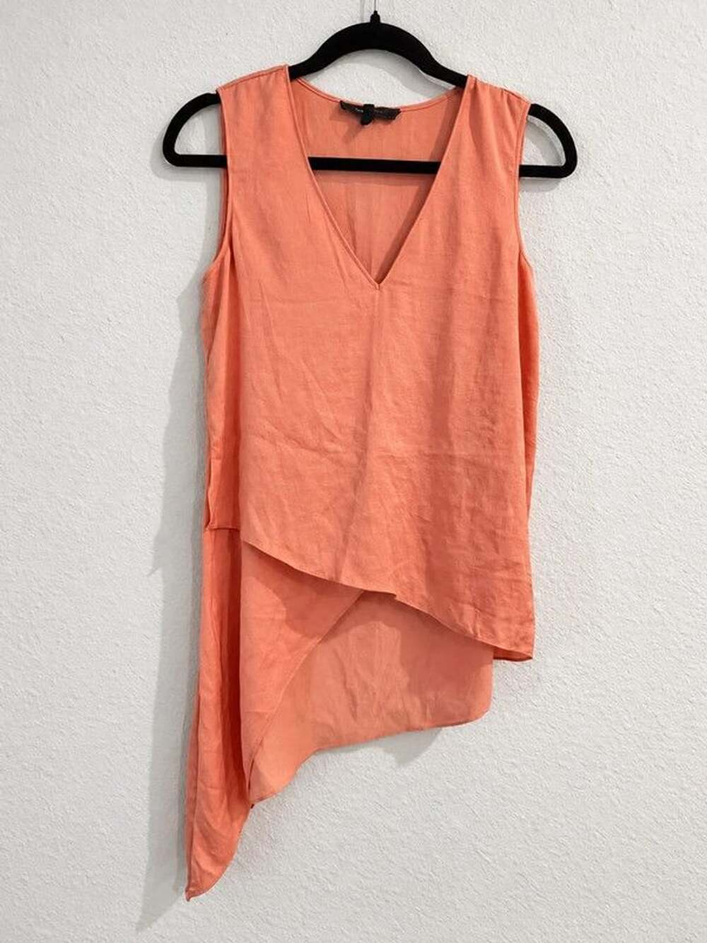 Bcbg Coral Asymmetrical Layered V Neck Blouse XS